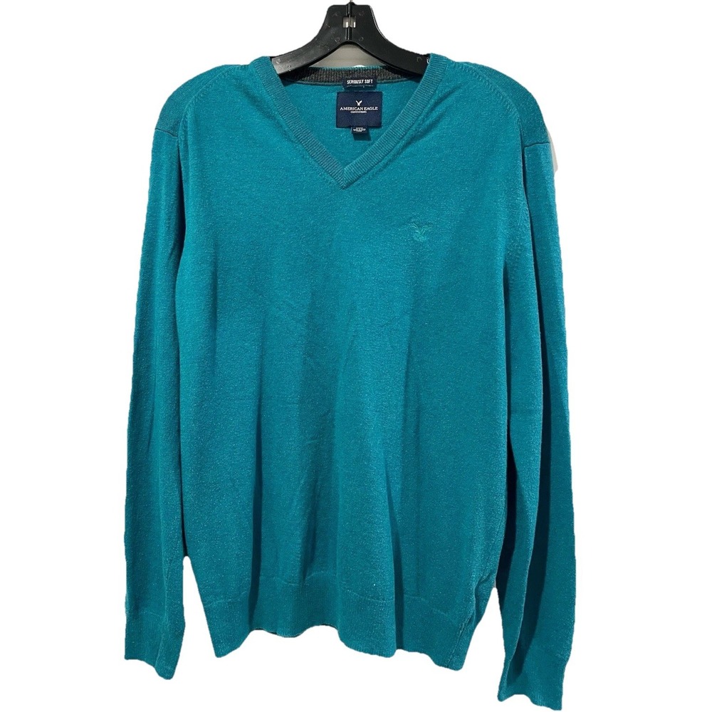 American Eagle men's size‎ M Medium seriously soft v-neck teal sweater